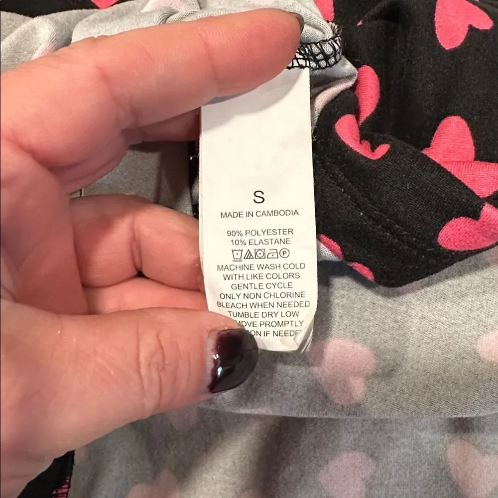Kate Spade New York Pajama Set Small Pink Hearts Long Sleeve Pant Set